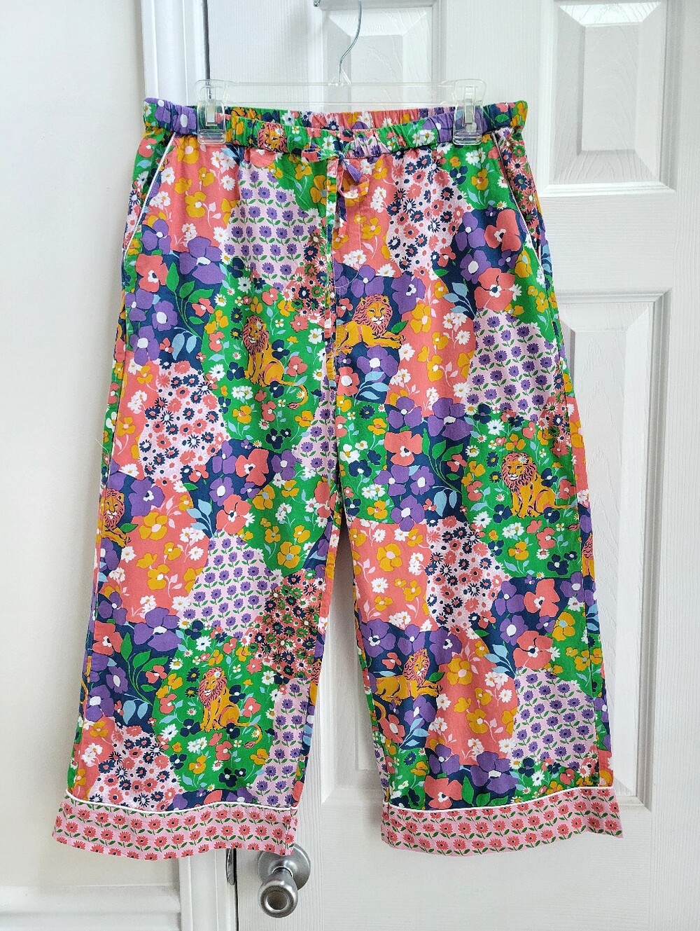 Printfresh Pajamas Flower Power Cotton Short Sleeve Cropped Floral Lion Size M - Picture 7 of 11